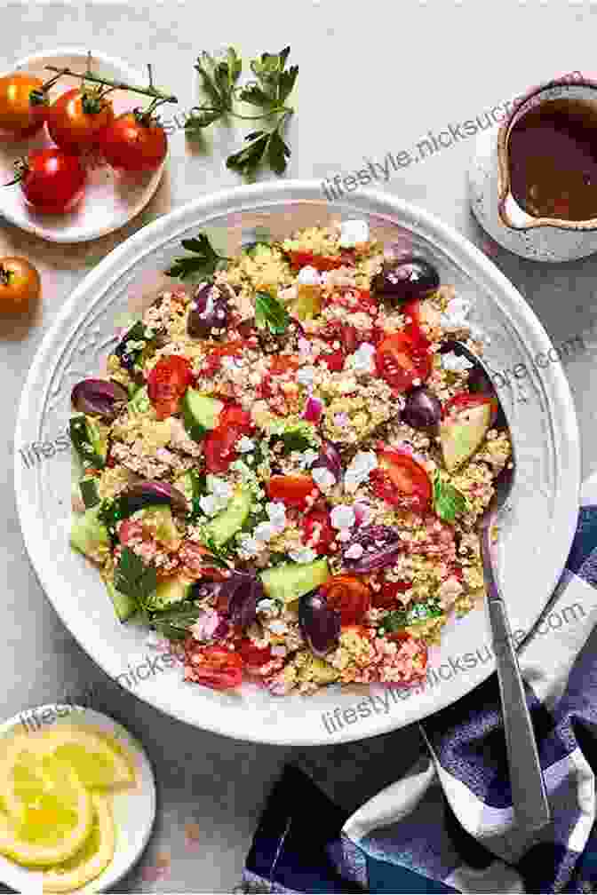 A Bowl Of Quinoa Salad With Vegetables, Feta Cheese, And A Lemon Olive Oil Dressing. Air Fryer Cookbook: 800 Recipes For Beginners Easy Quick And Tasty For You And Your Family