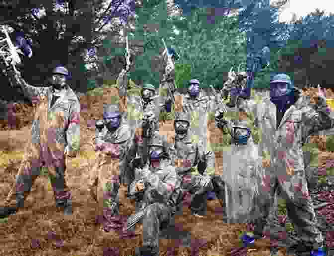 A Group Of Paintball Players Engaging In A Battle In The Woods, Using Cover And Concealment, Flanking Maneuvers, And Coordinated Fire. Paintball And Airsoft Battle Tactics