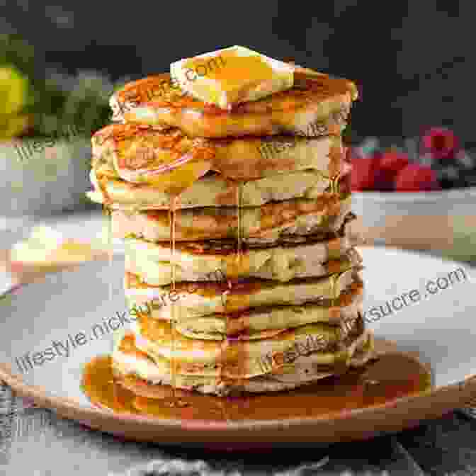 A Stack Of Fluffy Pancakes With Butter And Syrup. Air Fryer Cookbook: 800 Recipes For Beginners Easy Quick And Tasty For You And Your Family