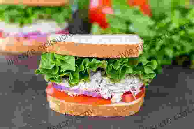 A Tuna Salad Sandwich On White Bread With Lettuce And Tomato. Air Fryer Cookbook: 800 Recipes For Beginners Easy Quick And Tasty For You And Your Family